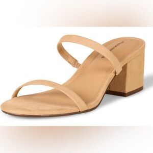 Amazon Essentials Women's Thin Two Strap Heeled Slide size 6.5 - Tan